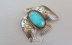 Old Pawn MID Century Sterling Silver Thunderbird Pin Fred Harvey Époque