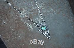Old Pawn Navajo Fred Harvey Era Arrowhead Pendentif Fob Collier Argent Turquoise