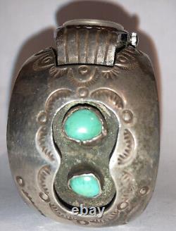 Old Pawn Navajo Sterling Silver Turquoise Bracelet Montres Band Fred Harvey Era