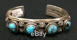 Old School Bracelet Turquoise Et Sterling Silver Navajo Late Fred Harvey Era
