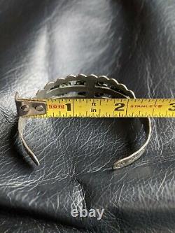 Old Turquoise Fred Harvey Era Navajo Sterling Silver Thunderbird Bracelet