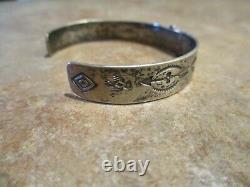 Petit Old Fred Harvey Era Navajo Sterling Silver Thunderbird Bracelet