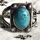Petite Bague Bleu Ovale Turquoise Argent Fred Harvey Era Stamped Pawn Peyote Ring