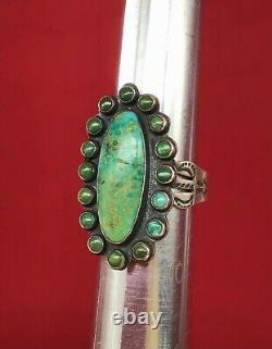 Pièce Vintage Argent & Turquoise Ring Signée Amérindienne Fred Harvey Era
