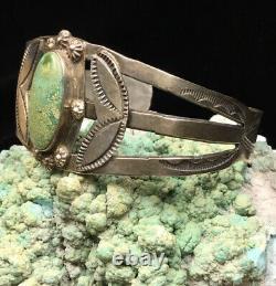 Qualité Du Musée! Fred Harvey Era Sterling Silver & Turquoise Cuff Bracelet, 27.9g
