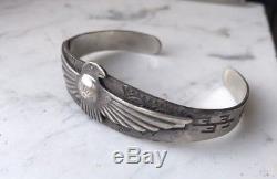 Rare Années 40 Vintage Fred Harvey Maisels Argent Native Thunderbird Bracelet Mens Sz