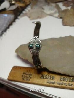 Rare Wow Antique Navajo Sterling Fred Harvey Snake Manchette Turquoise Fun Fun