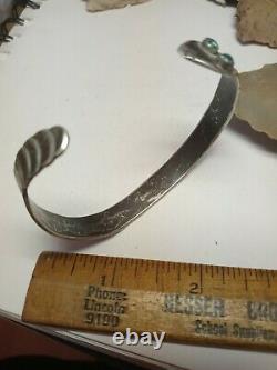Rare Wow Antique Navajo Sterling Fred Harvey Snake Manchette Turquoise Fun Fun
