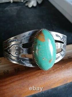 Rare Wow Navajo Sterling Fred Harvey Turquoise Snake Cuff Amusant