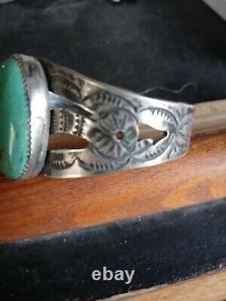 Rare Wow Navajo Sterling Fred Harvey Turquoise Snake Cuff Amusant