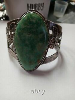 Rare Wow Navajo Sterling Fred Harvey Turquoise Snake Cuff Amusant