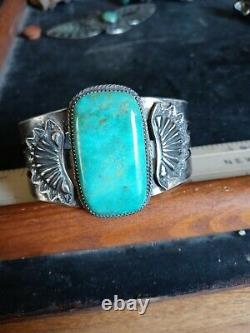 Rare Wow Pawn Énorme Navajo Sterling Fred Harvey Kingman Green Turquoise