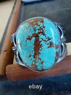 Rare Wow Pawn Énorme Navajo Sterling Fred Harvey Wing Cuff #8 Turquoise