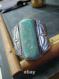 Rare Wow Pawn Navajo Sterling Fred Harvey Wing Manchette. Turquoise Vert