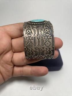 Rayons! Le Vieux Pawn Fred Harvey Era Argent Sterling Turquoise Stamped Cuff
