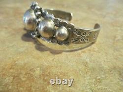 Real Old Fred Harvey Era Navajo Sterling Silver Concho Dome Row Bracelet