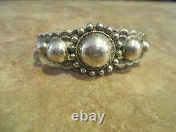 Real Old Fred Harvey Era Navajo Sterling Silver Concho Dome Row Bracelet