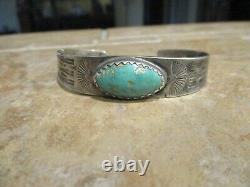 Real Old Fred Harvey Era Navajo Sterling Silver Turquoise Design Bracelet