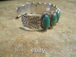 Real Scarce Old Fred Harvey Era Navajo Sterling Silver Turquoise Row Bracelet