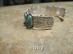 Real Scarce Old Fred Harvey Era Navajo Sterling Silver Turquoise Row Bracelet