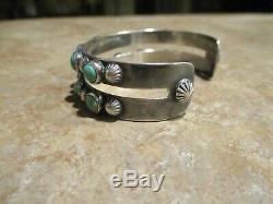 Real Scarce Vieux Fred Harvey Era Navajo Sterling Silver Turquoise Bracelet Row