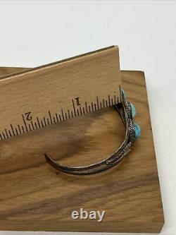 Serling Silver Navajo Style 3 Turquoise Pierre Petit Bracelet Cuff Child
