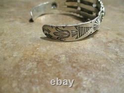 Special Vieux Fred Harvey Navajo Sterling Carico Lake Turquoise Concho Bracelet