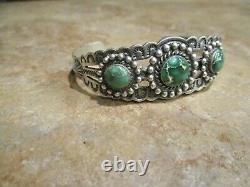 Special Vieux Fred Harvey Navajo Sterling Carico Lake Turquoise Concho Bracelet