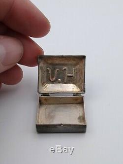 Spectaculaire 1940 Pill Sterling Silver Turquoise Box Fred Harvey Era