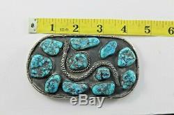 Sterling Silver Rattlesnake Boucle De Ceinture Turquoise Fred Harvey Style Sud-ouest