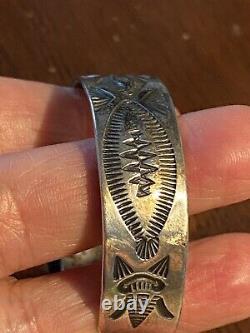 Superbe Bracelet Log Whirling Silver Whirling Silver De Navajo Précoce Fred Harvey Era Avant Les Années 1930