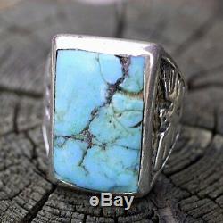 Taille 9.5 Hommes Turquoise Bague Fred Harvey Era Old Pawn Navajo Argent Sud-ouest