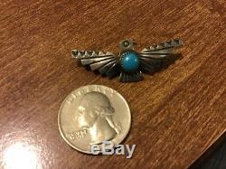 Thunderbird Broche Argent Sterling Amérindien Turquoise Pin Fred Harvey