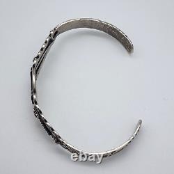 VTG Fred Harvey Navajo Bracelet en argent sterling estampé à croix croisées 4.9