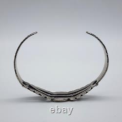 VTG Fred Harvey Navajo Bracelet en argent sterling estampé à croix croisées 4.9