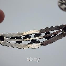 VTG Fred Harvey Navajo Bracelet en argent sterling estampé à croix croisées 4.9