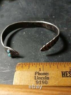 Vente! Rare Wow Antique Navajo Sterling Fred Harvey Snake Manchette Yeux Turquoise