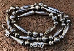 Vieux Fred Harvey Epoque Pawn Navajo Argent Sterling Perle Bench Collier Perle 26,5
