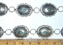 Vieux Fred Harvey Era Turquoise Nugget Navajo Native Argent Sterling Concho Ceinture