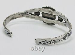 Vieux Fred Harvey Ère Sterling Argent Vert Turquoise Arrow Stamped Cuff Bracelet