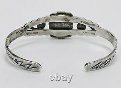 Vieux Fred Harvey Ère Sterling Argent Vert Turquoise Arrow Stamped Cuff Bracelet