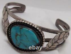 Vieux Pawn Fred Harvey Era Bisbee Turquoise Bracelet Navajo Sterling Silver Estate