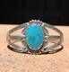Vieux Pawn Fred Harvey Era Navajo Serre Sterling Turquoise Stamped Cuff Bracelet
