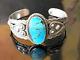 Vieux Pawn Fred Harvey Era Sterling Argent Turquoise W Stamping Cuff Bracelet
