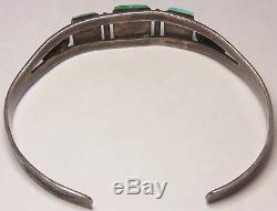 Vieux Pion Fred Harvey Era Américain Navajo Argent Sterling Turquoise Cuff