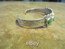 Vieux Special Fred Harvey Era Navajo Silver Arrow Sterling Turquoise Bracelet Row