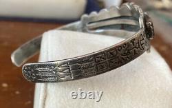 Vintage 1930s-1940s Fred Harvey Style Navajo Sterling Argent Cuff Bracelet