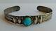 Vintage 1940 Fred Harvey Navajo Indien Argent Stamped Turquoise Cuff Bracelet