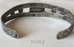 Vintage 1950 Silver Sterling Turquoise Fred Harvey Style Cuff Bracelet