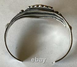 Vintage 1950 Style Fred Harvey Argent Sterling Bracelet De Cuffs En Bois Pétifié